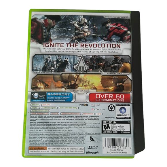 Assassins Creed 3 Xbox 360 GameStop Edition Ubisoft 2012 - 2 Disc Video Game - Picture 4 of 4